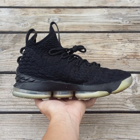 Men Nike LeBron James 15 Black Gold Basketball Shoes Sneakers